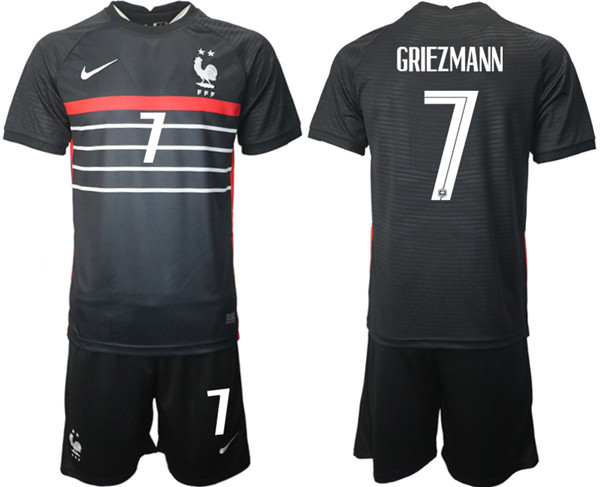Men's France #7 Girezmann Black Home Soccer Jersey Suit